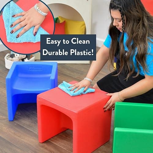 Children's Factory 3-in-1 Cube Chair for Kids, Flexible Seating Classroom Furniture, 1-Pack, Blue thumbnail 6