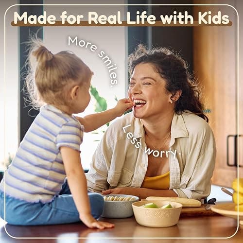FOODLE Wheat Straw Kids Bowls - Microwave and Dishwasher Safe Toddler Bowls | 12 oz, Set of 6, BPA-Free & Non-Toxic, Unbreakable, Easy to Clean & Lightweight, Ideal for Baby Food, Snacks, Fruit & Cereal thumbnail 6