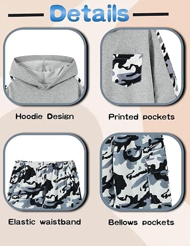 mksodopy Boys Clothes Boy Outfits 2-Piece Long Sleeve Hoodie and Camouflage Pants Boys Clothing for 6-16 Years thumbnail 6