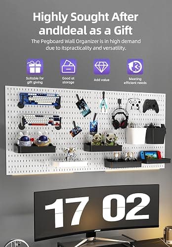 Zestify Pegboard Wall Organizer Kit, Modular Storage System, Black | 4 Modular 11.8" Pegboards with Hooks & Storage Baskets, Durable ABS/HIPS for Gaming, Office, Craft & Home Organization thumbnail 6