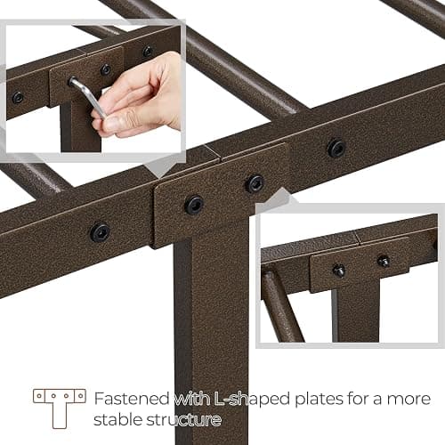 Yaheetech Classic Metal Platform Bed Frame Mattress Foundation with Victorian Style Iron-Art Headboard/Footboard/Under Bed Storage/No Box Spring Needed/Queen Size Bronze thumbnail 7