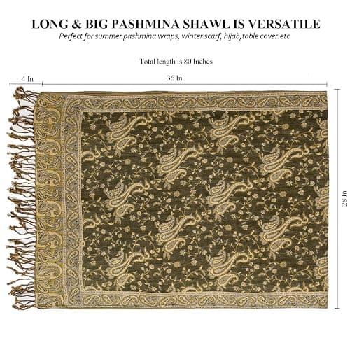 AUSEKALY Pashmina Feel Rave Scarf for Men Women Reversible Wrap | Soft Silky Feel, Reversible Paisley Design & Fringe, Lightweight, Rave Festival Accessory，Fits for Party Evening Dressy thumbnail 3