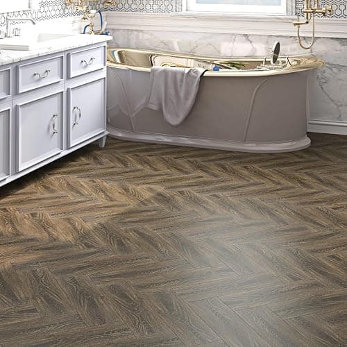 FunStick 6"x36" Brown Cedar Wood Floor Tiles Peel and Stick Waterproof Vinyl Plank Flooring Peel and Stick Floor Tile Wood Planks for Walls Stick on Flooring Tiles for Bathroom Kitchen Bedroom RV 5pcs thumbnail 5