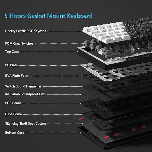 Womier Wireless Gaming Keyboard 60 Percent with QMK/VIA, Topographic Creamy Mechanical Key Board, RGB Custom Gasket Hot Swappable for Windows & Mac-POM Linear Switch (Q61) thumbnail 6