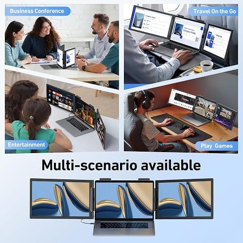 Pornitor Laptop Screen Extender, 14’’ FHD 1080P Triple Portable Monitor for Laptop with Ultra-Slim IPS Display, USB-C Plug and Play Multi Screen Attachment for 14"-16.5" Laptops thumbnail 8