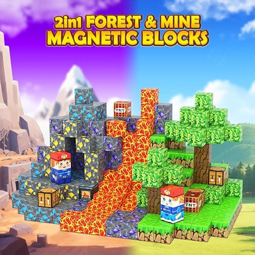 Toyvimo Magnetic Blocks 100PCS Kids Toys Magnetic Building Blocks Build Mine Magnet World Craft Cubes Boys Toys Ages 3-5 4-6 5-7 6-8, 3-12 Year Old Boy Birthday Gifts thumbnail 4