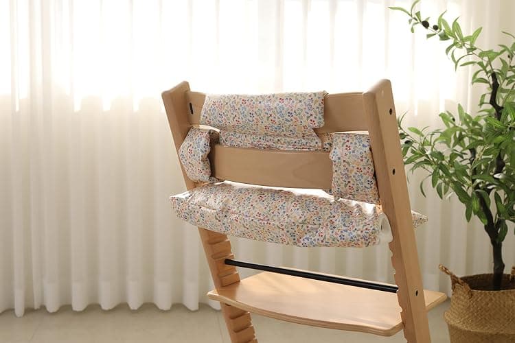 Gembebe Waterproof Cotton Cushion Set, Stokke Tripp Trapp Compatible, 100% Cotton, Flower Garden, 12.0x16.5 inches, 49.5 Counts thumbnail 7