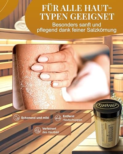Frankonia BATH & SPA Sauna Salz Peeling Lemongrass – 400 g Meersalz-Körperpeeling mit Jojobaöl & Vitamin E – Dusch- & Body Scrub für alle Hauttypen – Vegan & ohne Parabene – ohne Microplastik thumbnail 6