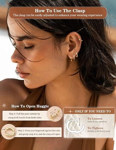 Jstyle Small Gold Hoop Earrings for Women Trendy 14K Gold Plated Huggie Earrings Hypoallergenic Cartilage Earring Stacks Cute Dainty Huggie Hoops Earring Sets for Multiple Piercing thumbnail 5