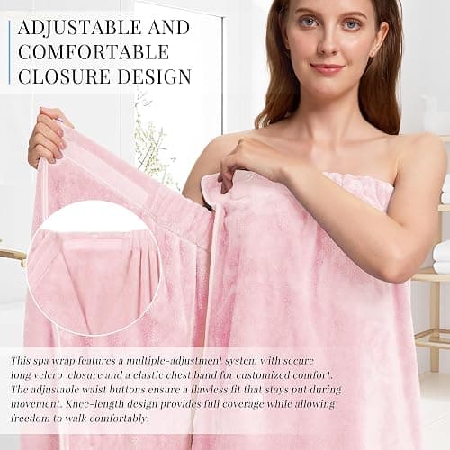 PJGGZ Towel Wrap for Women, Three Adjust Clasps Closure Bath Wraps After Shower Spa Sauna Bathrobe(Available in Plus Size) thumbnail 3