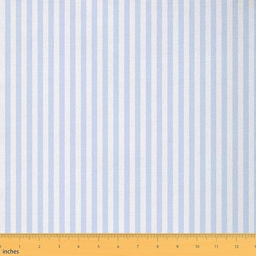 Blue White Stripes Upholstery Fabric by The Yard,Modern Simple Style Striped Fabric by The Yard Sewing Supplies,Cute Fabric for Upholstery and Home Accents,1 Yard,36" L x 59" W - Image 1