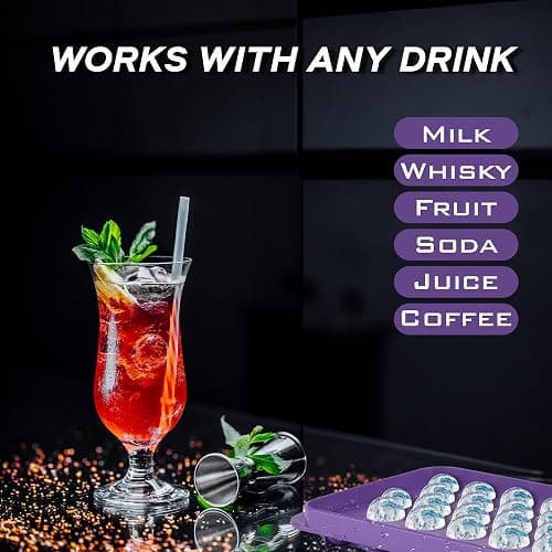 Pink Mini Round Ice Cube Tray for Freezer – 33 Small Sphere Ice Cubes (1.1") – Hard Plastic Ball Ice Mold, Cute Compact Circle Ice Tray for Cocktails Coffee Whiskey & Iced Drinks – 1 Count thumbnail 7