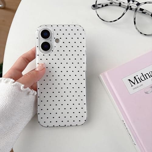 QLTYPRI Cute Phone Case for iPhone 17 Case Polka Dot Fashion Aesthetic Design for Women Girls, Slim TPU Shockproof Protective Phone Cover for iPhone 17 - White thumbnail 2