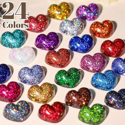 LEOBRO Glitter, 24 Jars Holographic Chunky Glitter for Crafts, Resin, Hair Face Body Makeup Nail, DIY Arts and Crafts, Party Christmas Decorations thumbnail 2