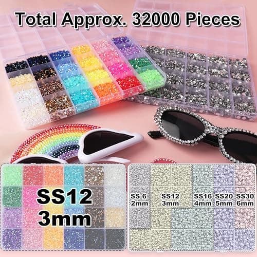 2 Boxes Rhinestones for Bedazzling Kits, Multicolor 3mm & Silver Clear 2/3/4/5/6mm Resin Flatback Gems for Diamond Art, Bedazzler Kit with 3Pcs 10ml B7000 Jewelry Glue for DIY Crafting Crafts Decor thumbnail 4