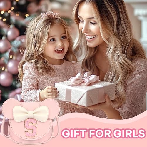 mibasies Toddler Purse Girl Gifts: Girls Birthday Gifts for 3-8 - Toys for Ages 2-4 Girls Mouse Ears Purse, Pink, Letter S thumbnail 4