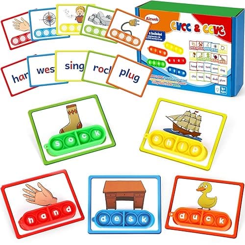 Aizweb CVC Word Game,Phonics Games Flash Cards for Preschool Kindergarten Classroom Supplies,Special Education Reading Manipulative Spelling Toy for Learning Activity Teacher School - CVC thumbnail 2