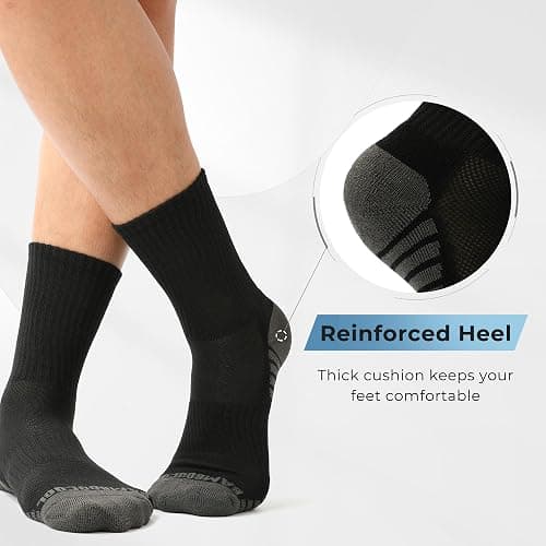 BAMBOO COOL Men's Crew Socks Athletic Running Sports Socks, Cushioned Moisture Wicking, Breathable Arch Support 6 Pack thumbnail 4