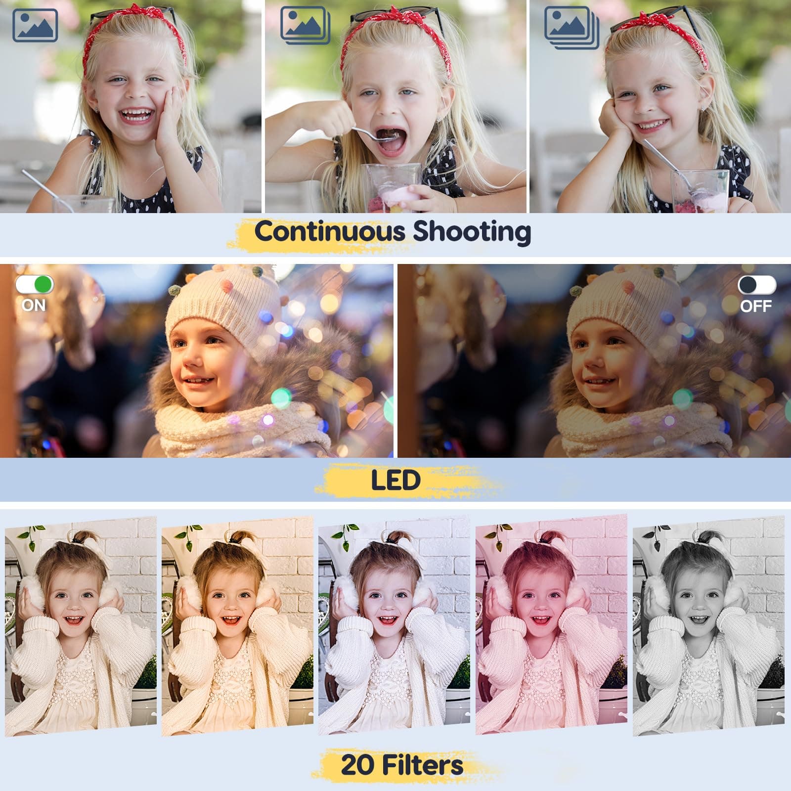 Digital Camera FHD 1080P 44MP with 32G 16X Digital Zoom Card with Battery Simple Portable Digital Camera for Kids Students Teens Beginners Elder(Pink) thumbnail 5