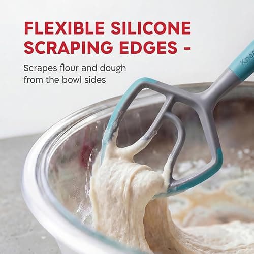 KneadAce Dough Wand, Reinvented Danish Dough Whisk for Sourdough Mixing | Rigid one-piece design, silicone grip and scraping edges, stands upright, dishwasher safe, thoughtful gift for bakers thumbnail 4