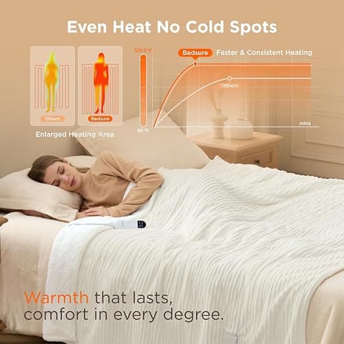 Bedsure GentleSoft Electric Blanket Full Size - Coconut White) thumbnail 2