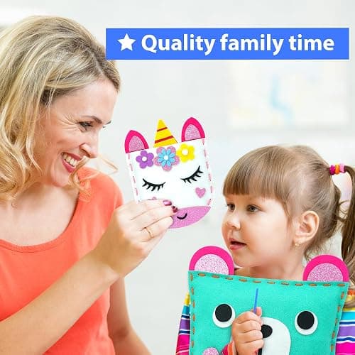 KRAFUN My First Sewing Kit for Beginner Kids Arts & Crafts, 7 Easy DIY Projects of Stuffed Animal Dolls and Plush Pillow Craft, Instructions & Felt, Gift for Girls, Boys, Learn to Sew, Embroidery thumbnail 6
