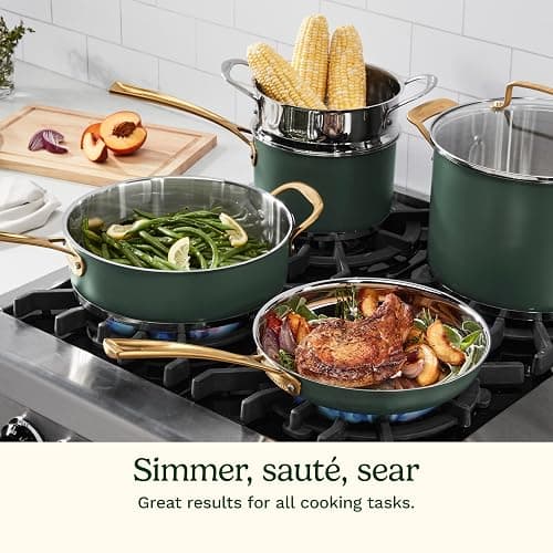 Cuisinart Cookware Set, 11 Piece Stainless Steel Cookware Pots and Pans, Home and Kitchen Durable Stainless Steel for Everyday Cooking, Matte Thyme, MT89G-11 thumbnail 4
