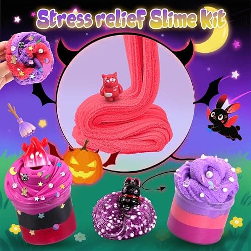 Joytry Red Black Slime Kit 8 Packs, Kids Slime Toys, Cloud, Butter Clear Slime with Cute Bunny Cat Charms, Goodie Bag Stuffers for Birthday Christmas Easter Gift thumbnail 4