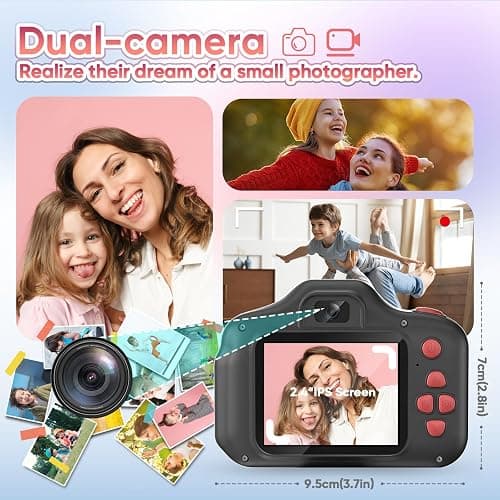 Seckton Upgrade Kids Selfie Camera, Christmas Birthday Gifts for Boys Girls Age 3-12, Children Digital Video Cameras with Flash, 2.4" Screen Portable Camera Toy 4 5 6 7 8 9 Year Old Boys Girls-Black thumbnail 4