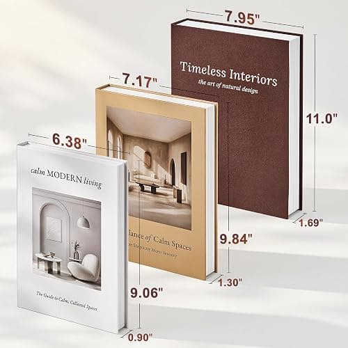 JARLINK Beautiful Decorative Books, Set of 3 Stackable Fake Books for Coffee Table, Shelf & Mantel Decor - Modern Home Decoration with Hidden Storage for Photos, Keepsakes & Living Room Styling, Brown thumbnail 3