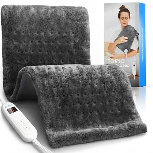 RENPHO Heating Pad for Back Pain & Period Cramps, FSA Eligible, Christmas Gifts for Women Men Mom Dad,12" x24‘’ Electric Heat Pad for Neck and Shoulder, HSA Store, ETL Certified, Gray - Image 1