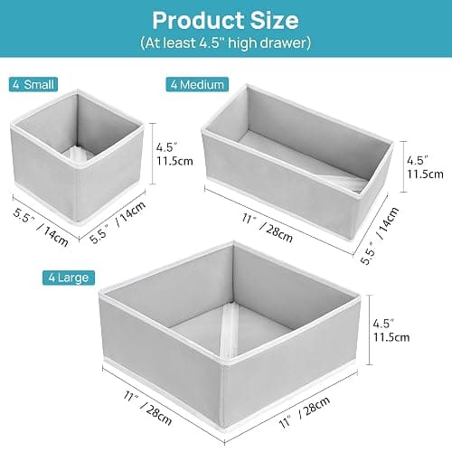 Vtopmart 12 Pack Kleiderschrank Organizer, Faltbare Schrank Organizer Kleiderschrank, Aufbewahrungsbox Stoff für Babykleidung, Unterwäsche, Socken thumbnail 2