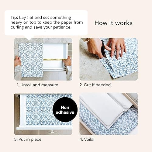 Elodie Essentials 6 Scented Drawer Liners Non-Adhesive Paper Sheets for Home Closet Shelves, Cabinet and Dresser Drawers - Royal Damask Print - 14 x 19½ Inch (French Essence) - Rose thumbnail 8