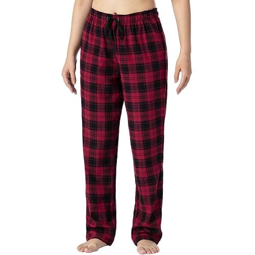 Womens Cotton Pajama Pant Plaid Lounge Bottom Home Pjs Loungewear Sleepwear | Cotton Beathable Comfy Fabric,Adjustable Drawstring Waistband Waist,Two Side Pocket,Open Wide Leg Plaid Pjs Lounge Pant thumbnail 5