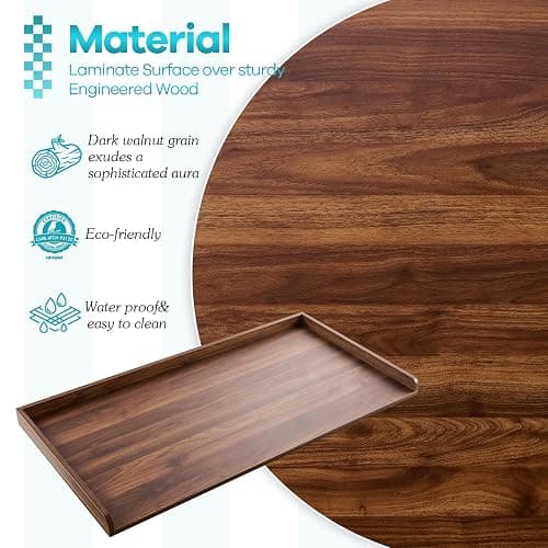 Kaboon Washer Dryer Countertop, Melamine Countertop with Edge Rails - 27.5" Depth x 54" Width Laundry Room Organization, Dark Walnut thumbnail 6