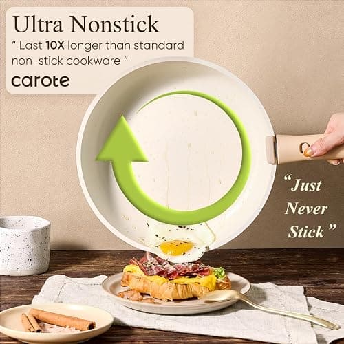 CAROTE 19pcs Pots and Pans Set Non Stick, Cookware Set Detachable Handle | Induction Compatible, Dishwasher & Oven Safe, Space Saving, Camping Cooking Set, Kitchen Set, White thumbnail 3