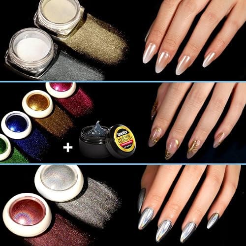 Teenitor Acrylic Nail Kit With Chrome Powder, Almond Tips, Art Brushes, Charms, 3D Gel, Tools, Stand - Beginner Set thumbnail 3