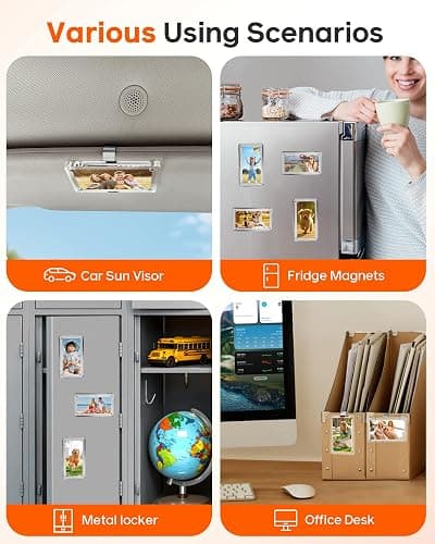 2Pcs Car Picture Holder for Visor Magnetic Picture Frame for 3 Inch Photos, Car Sun Visor Photo Holder with Strong Acrylic Magnet, Personalized Car Accessories with Clips for Easy Display. Gift For Christmas thumbnail 6