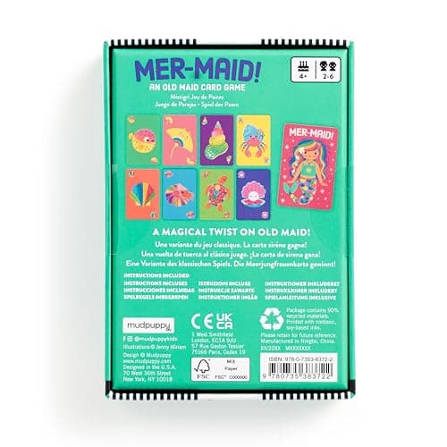 Mudpuppy MER-Maid! – Mermaid Version of Classic Kids Old Maid Card Game with Cute Illustrations of Mermaids for Children Ages 4 and Up, 2-4 Players thumbnail 3