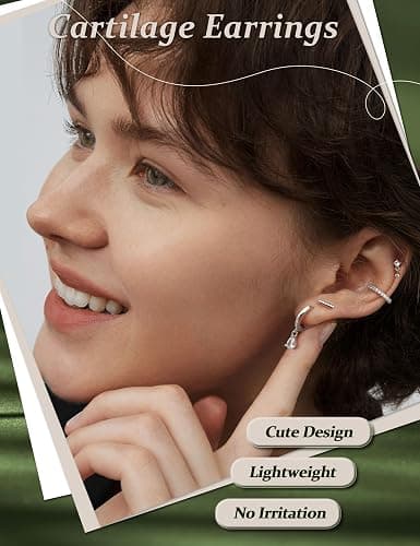 Hypoallergenic Stud Hoop Silver 14K Gold Plated Earrings Stacks - 9 Pairs Surgical Stainless Steel Earring Set for Sensitive Ears - Small Ear Piercing Flat Back Cartilage Earrings for Women Trendy Gifts thumbnail 2