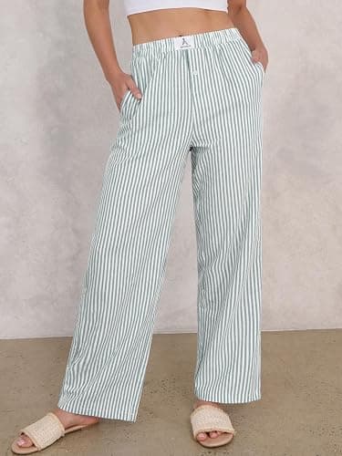 ANRABESS Womens Striped Gingham Pants 2025 Pajama Lounge Boxer Pants Cute Comfy PJ Bottoms with Pockets Y2K Plaid Outfits thumbnail 2