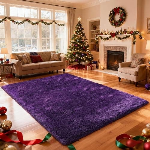 Shag Area Rugs for Bedroom Living Room,4X6 Ultra Soft Purple Fluffy Area Rugs for Dorm, Indoor Carpet Nursery Rugs for Kids Girls Room Home Decor,Purple - Image 1