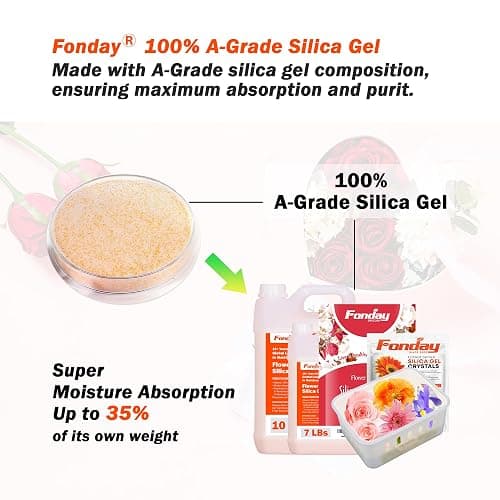Fonday Silica Gel Flower Drying Crystals for Wedding Bouquet Preservation Color Indicating Reusable Bead Size Less Than 1mm (7LBS 3-in-1 with Gloves and Mask) thumbnail 3
