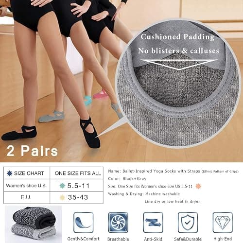 Ozaiic Pilates Socks for Women Non Slip Grip, Yoga Socks with Grippers for Barre, Hospital, Ballet, Dance, Barefoot Workout thumbnail 5