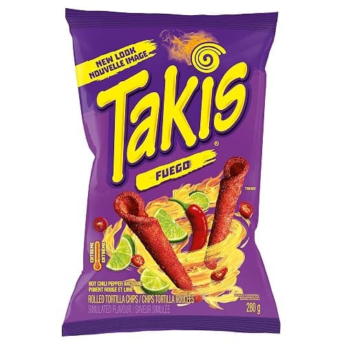 Takis Fuego Spicy Chili Pepper and Lime Rolled Tortilla Chips Loaded with Fiery Tangy Flavour, Crunchy Corn Snack, 280 Grams - Image 1