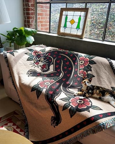 Pure Country Weavers Heart Breaker - Tattoo Design - Tapestry Throw Blanket Woven from Cotton - Made in The USA (50x60) thumbnail 2