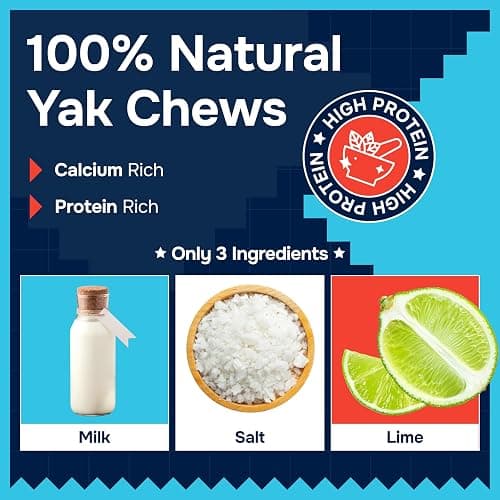 100% Natural Yak Cheese Himalayan Made Dog Chews All Breeds - Lactose Free Yak Chew for Small Medium & Large Dogs - Dental Cleaning Dog Chews for Aggressive Chewers - Long Lasting Odor & Gluten Free thumbnail 4