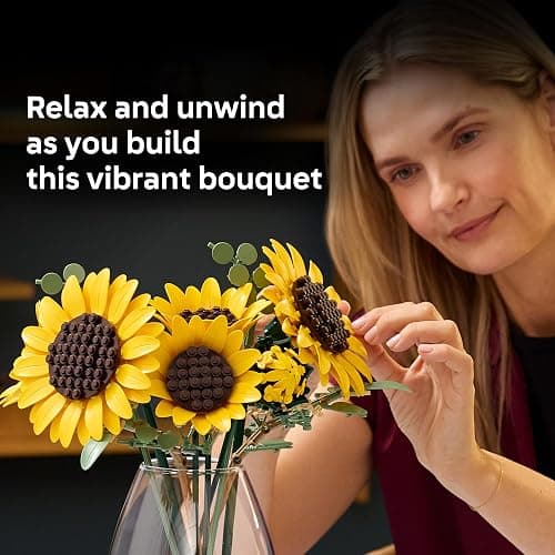 LEGO Botanicals Sunflower Bouquet Building Set for Adults, Ages 18+ - Artificial Flowers for Home Office, Bedroom or Desk Decor - Gifts for Women & Men - 11502 thumbnail 3