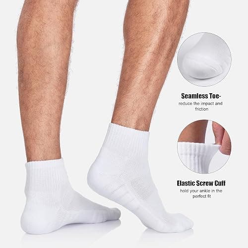 Lapulas Athletic Quarter Socks for Men Women, Cotton Mesh, Cushioned Arch Support, Non-Slip Running Ankle Design, 6 Pack thumbnail 4