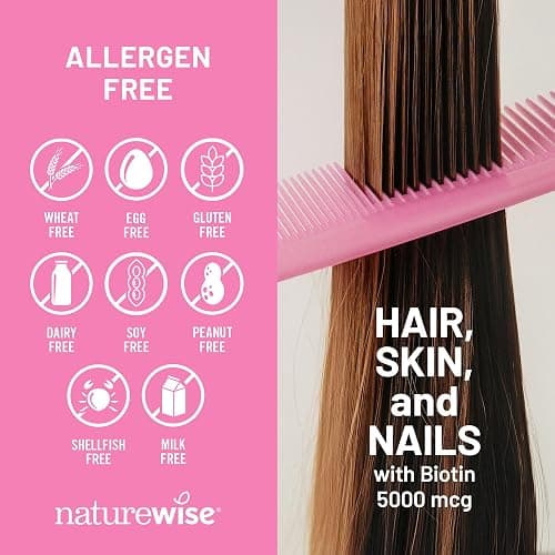NatureWise Hair Skin and Nails Vitamin, Biotin 5000mcg w/Hyaluronic Acid, Collagen for Women with C, B Complex, D3, A, E, Iron - Non-GMO, Gluten Free - 150 Softgels[50-Day Supply] thumbnail 5